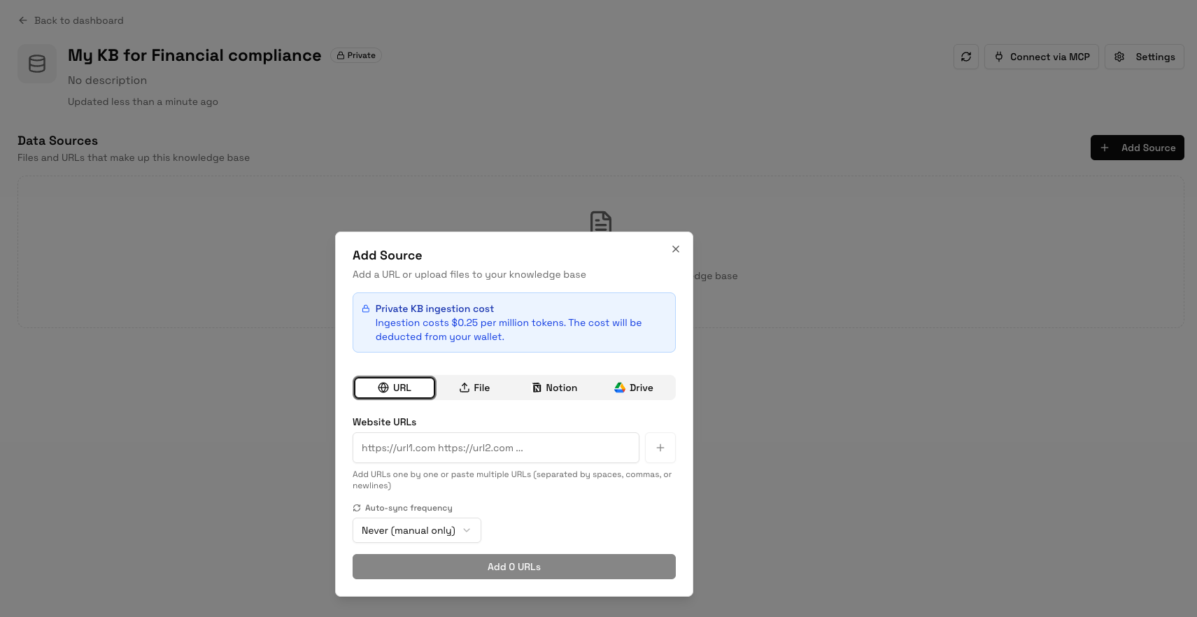 How to add a source in Akyn knowledge base?